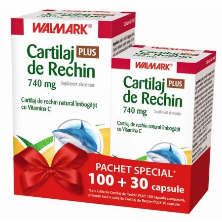 Cartilaj de rechin Plus 740mg x 100 capsule + 30 capsule Walmark