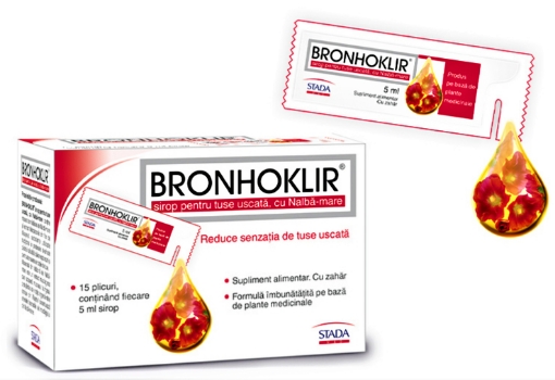Bronhoklir sirop tuse uscata x 15 plicuri x 5ml