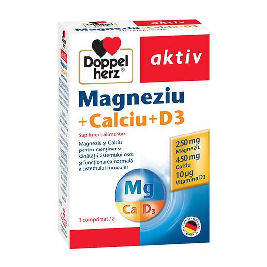 DOPPELHERZ Magneziu + Calciu + D3 x 30 comprimate