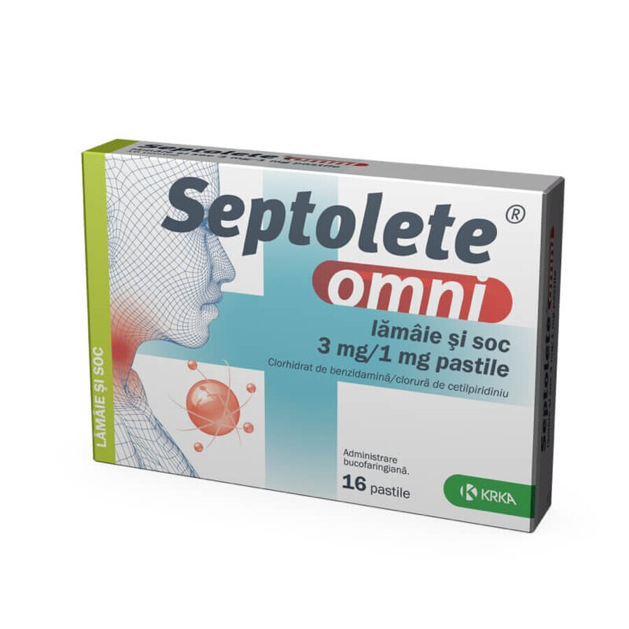 Septolete Omni 3mg/1mg lamaie si soc x 16 pastile