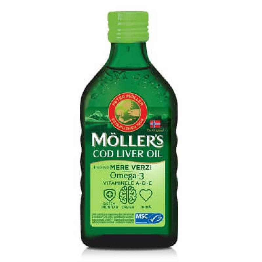 Mollers Cod liver oil omega 3 mere verzi x 250ml