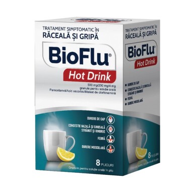 Bioflu Hot Drink 500mg/200mg x 8 plicuri