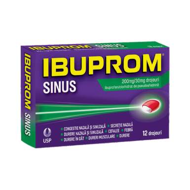 Ibuprom Sinus 200mg/30mg x 12 drajeuri