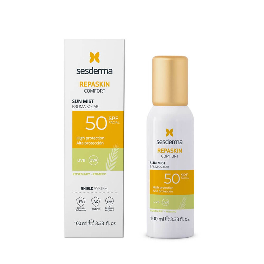 Sesderma Repaskin Comfort Mist cu protectie solara SPF50+ rozmarin x 100ml