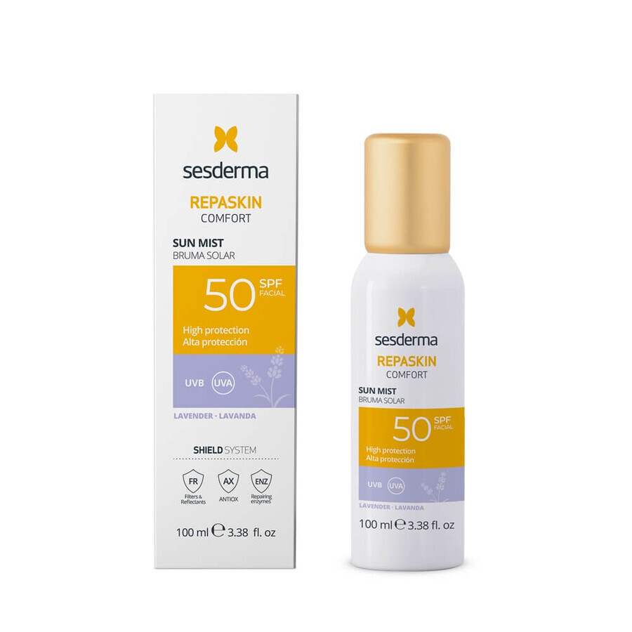 Sesderma Repaskin Comfort Mist cu protectie solara SPF50+ lavanda x 100ml