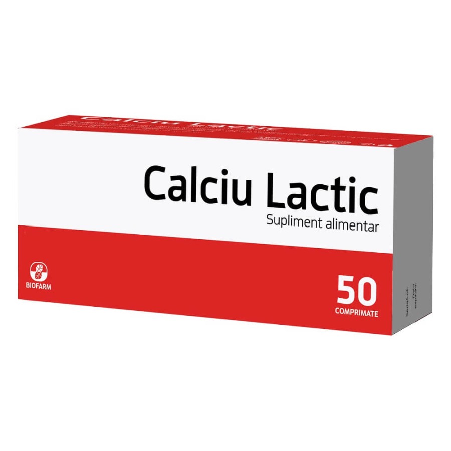 Calciu lactic 500mg x 50 comprimate (Biofarm)
