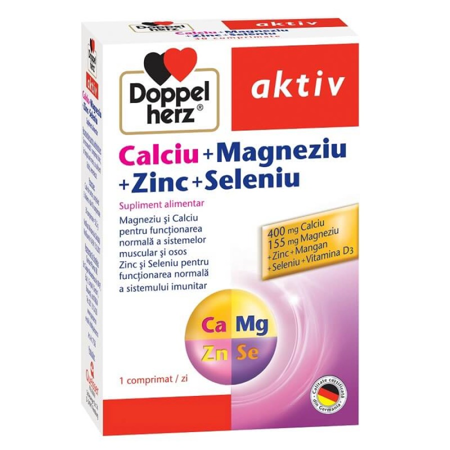 DOPPELHERZ Calciu + Magneziu + Zinc + Seleniu x 30 comprimate