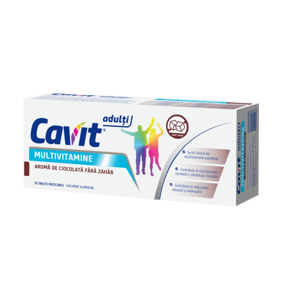 Cavit adulti aroma ciocolata fara zahar x 20 tablete masticabile