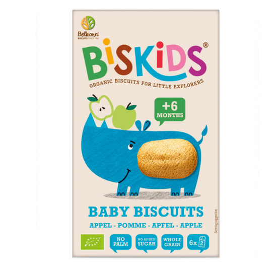 Biskids biscuiti organici pentru copii cu gust de mere, 6l+ ,120g
