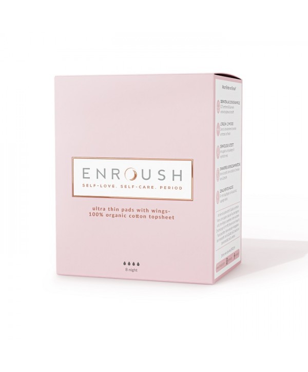 ENROUSH Absorbante de noapte bumbac organic x 8 bucati