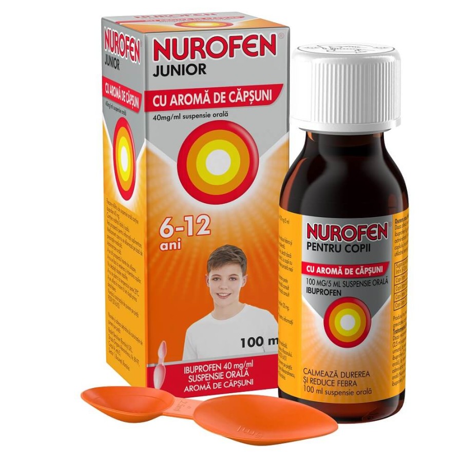 Nurofen Junior sirop 6-12 ani capsuni x 100ml