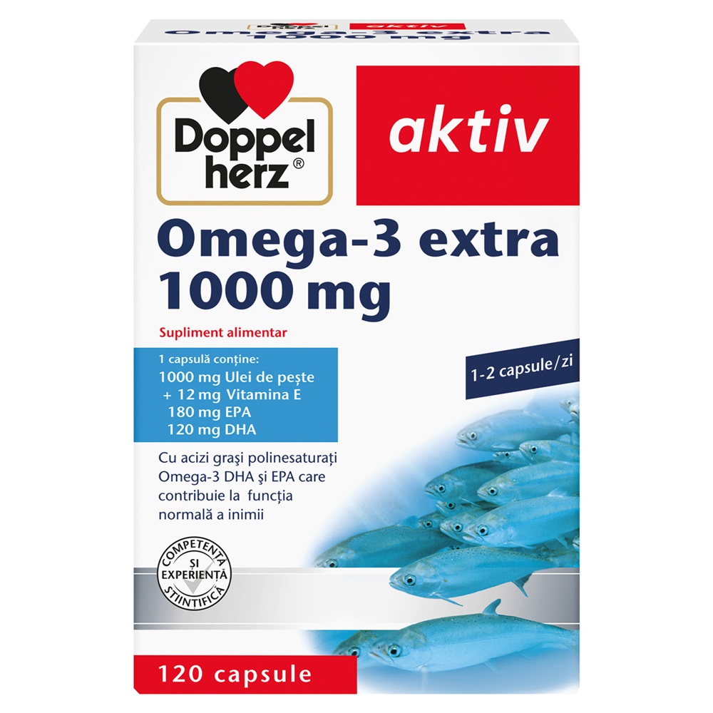 DOPPELHERZ Omega 3 Extra + ulei peste x 120 capsule