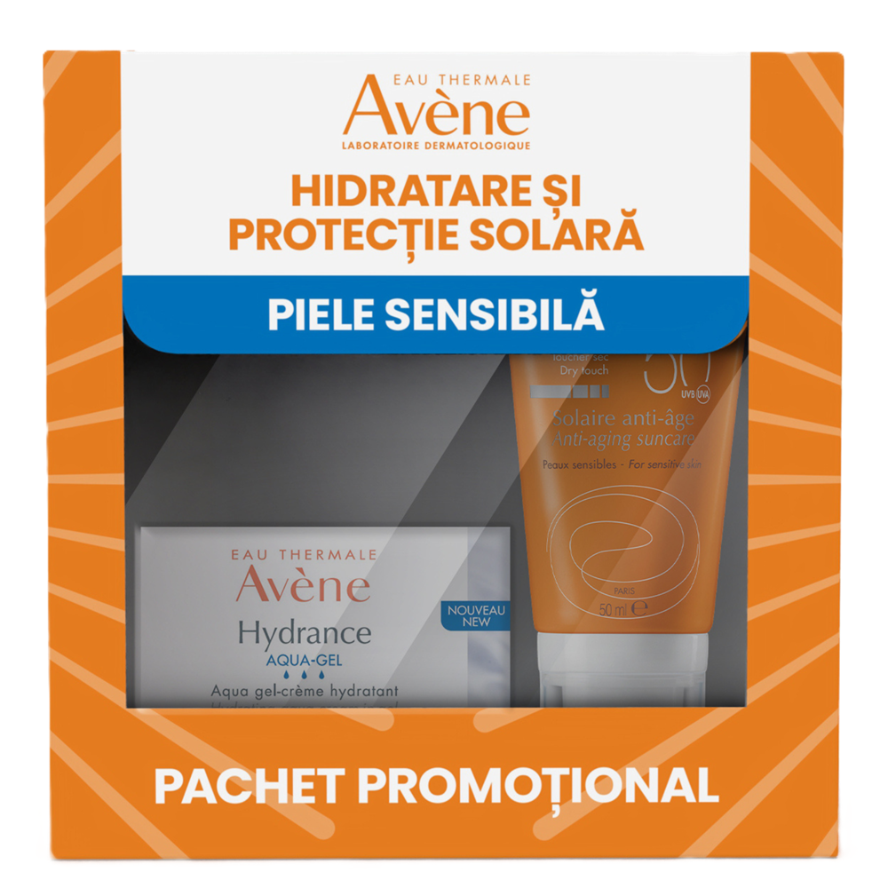 AVENE Hydrance Aqua gel x 50ml + crema anti-age SPF 50+ x 50ml pachet promotional