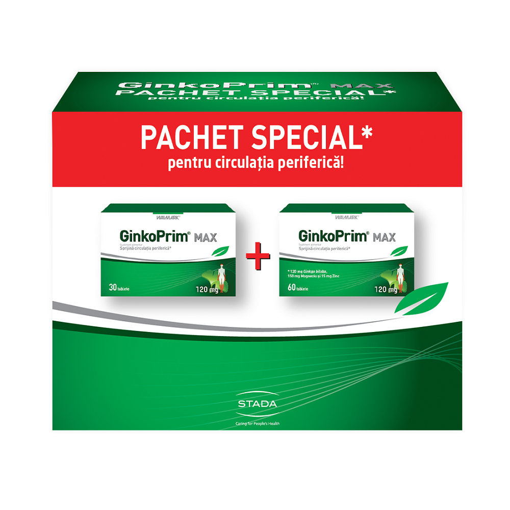 W-Ginkoprim Max 120mg x 60cp+ 30cp PACHET AVANTAJOS