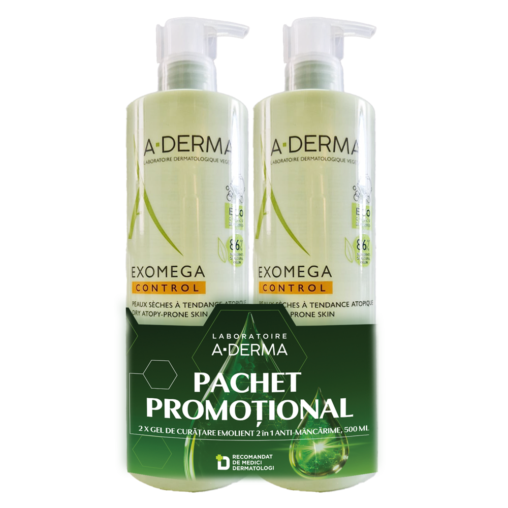 A-Derma Exomega Control gel 2in1 2 x 500ml pachet PROMO