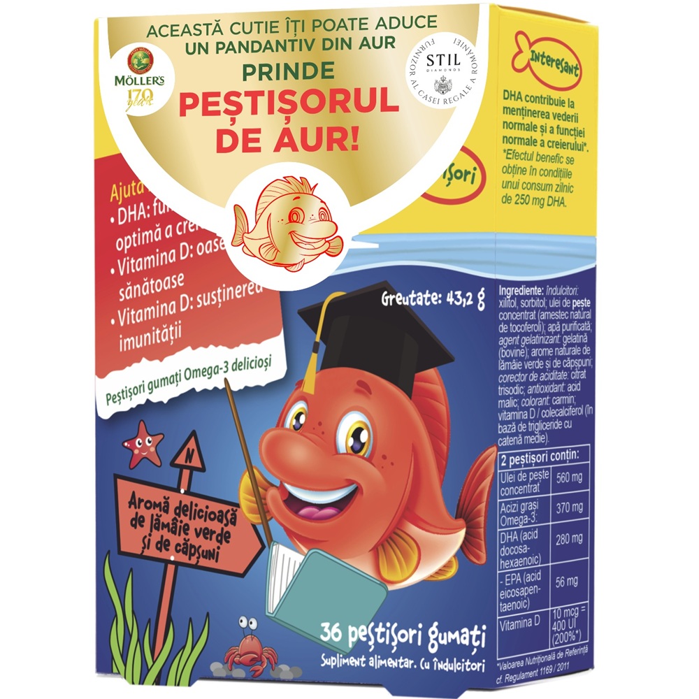 MOLLER'S Omega3 capsuni x 36 pestisori gumati