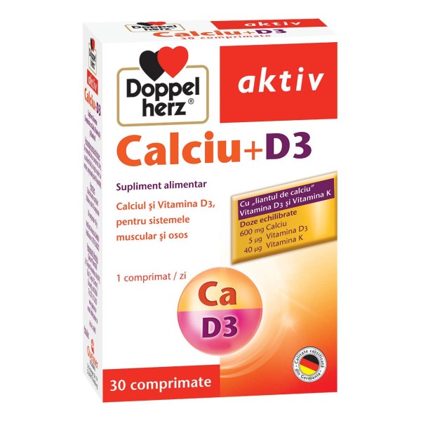 DOPPELHERZ Calcium 600mg + vit D3 x 30 comprimate