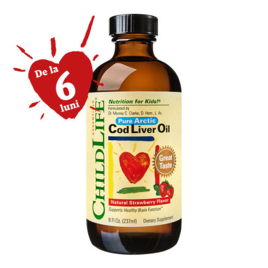 SECOM Cod Liver Oil copii capsuni  x 237ml