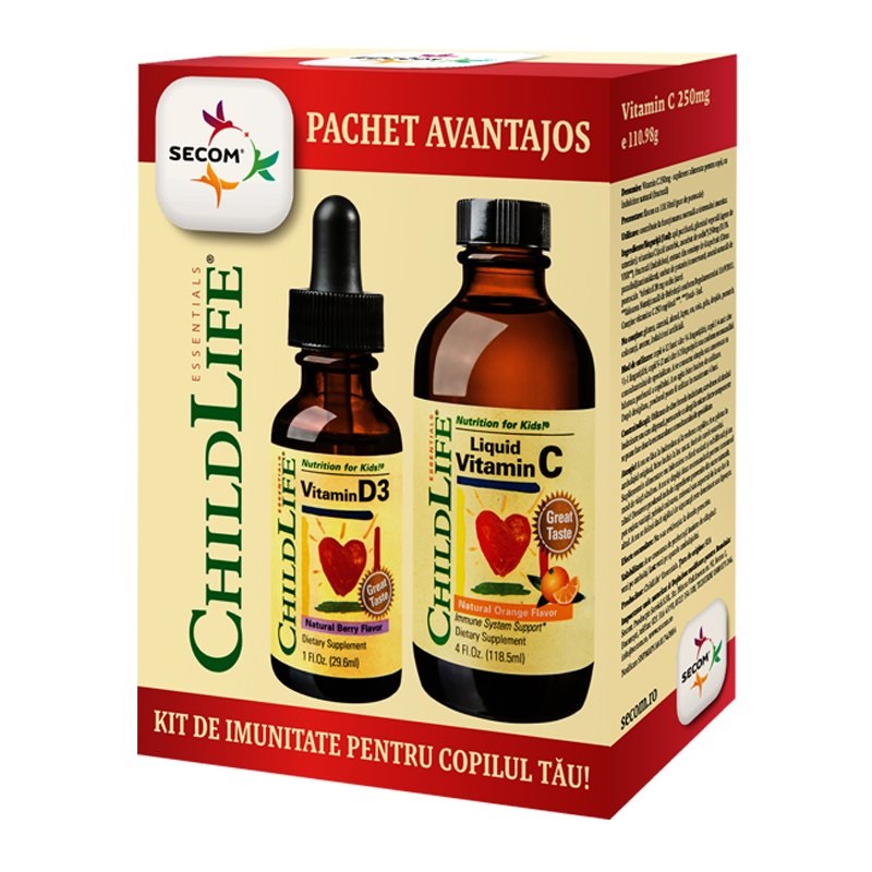SECOM Pachet imunitate Vitamina C x 118.5ml + Vitamina D x 29.60ml