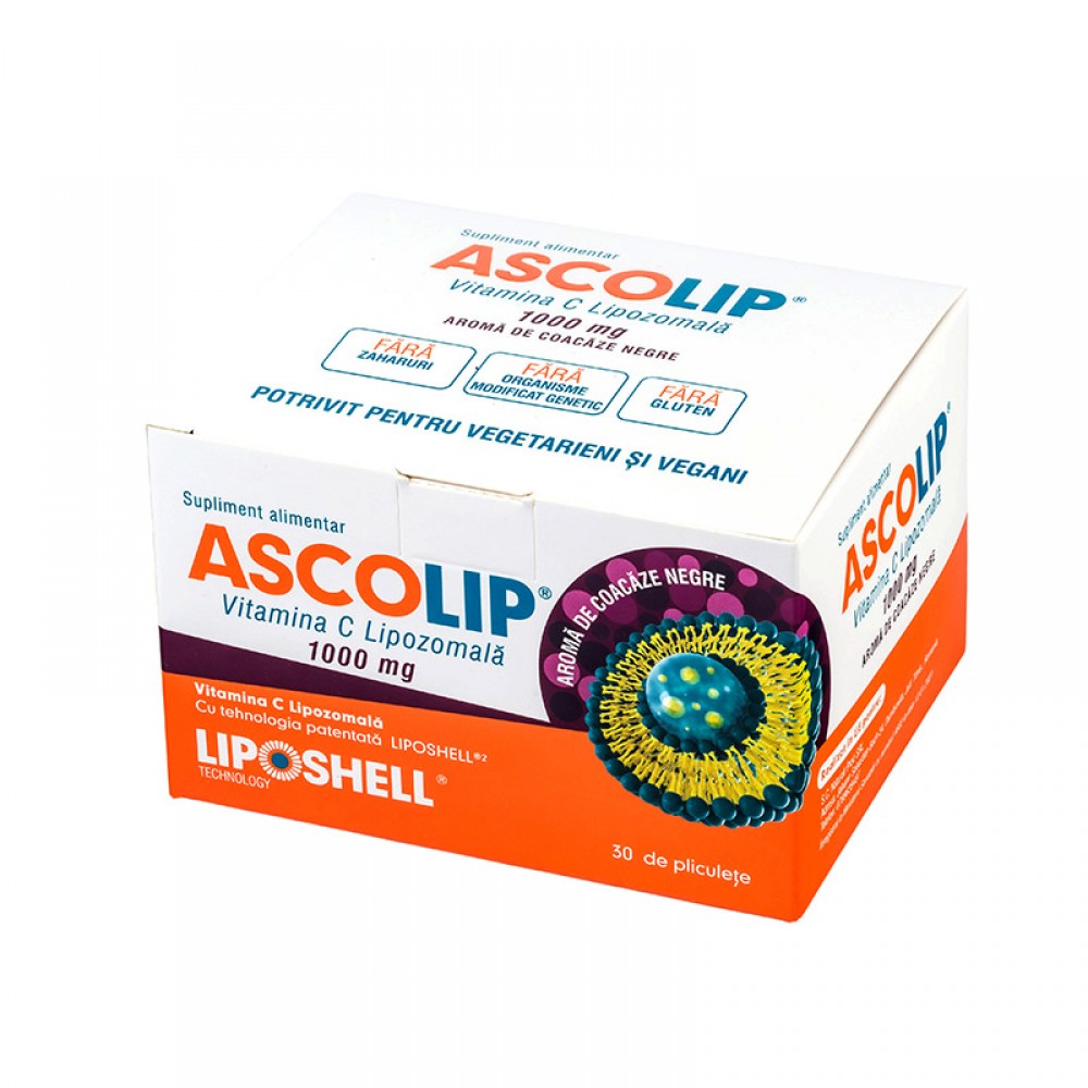 ASCOLIP Vitamina C lipozomala coacaze 1000mg x 30 plicuri