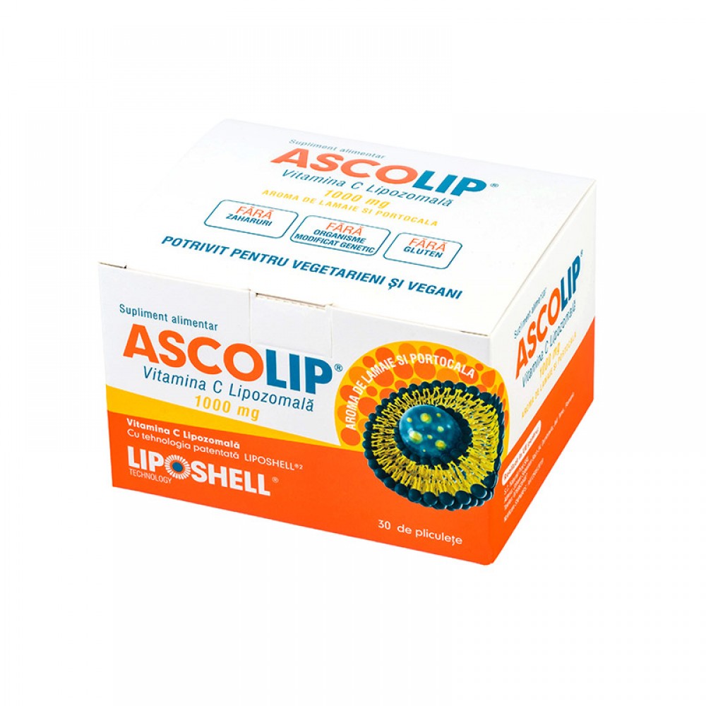 ASCOLIP Vitamina C lipozomala 1000mg portocala x 30 plicuri