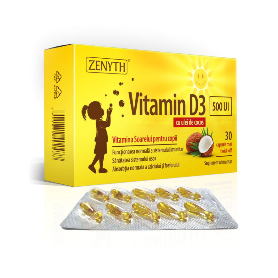 Vitamina D3 500UI ulei cocos x 30cp (Zenyth)