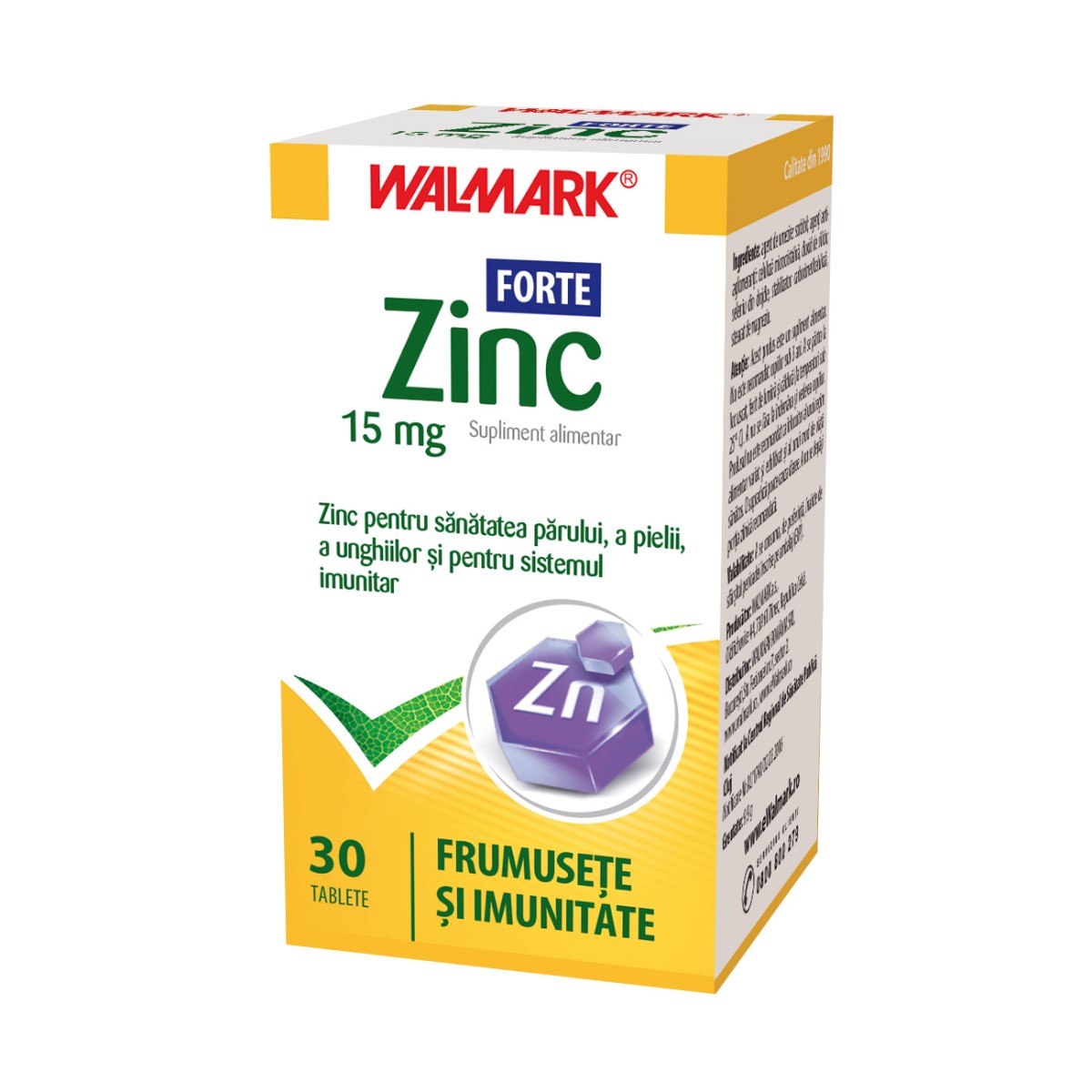 Zinc forte 15mg x 30 comprimate Walmark
